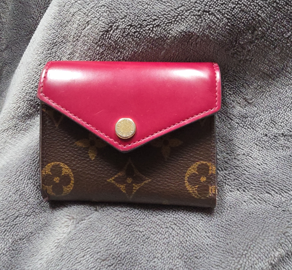 Louis Vuitton Brown Monogram Zoe Wallet with Pink Leather Flap